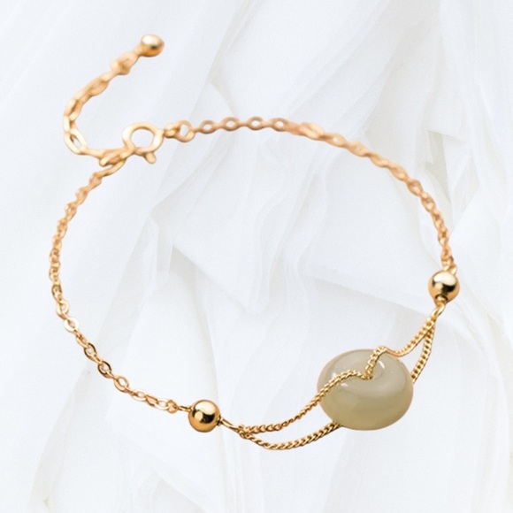 14k GOLD REAL JADE Bracelet - Picture 3 of 6